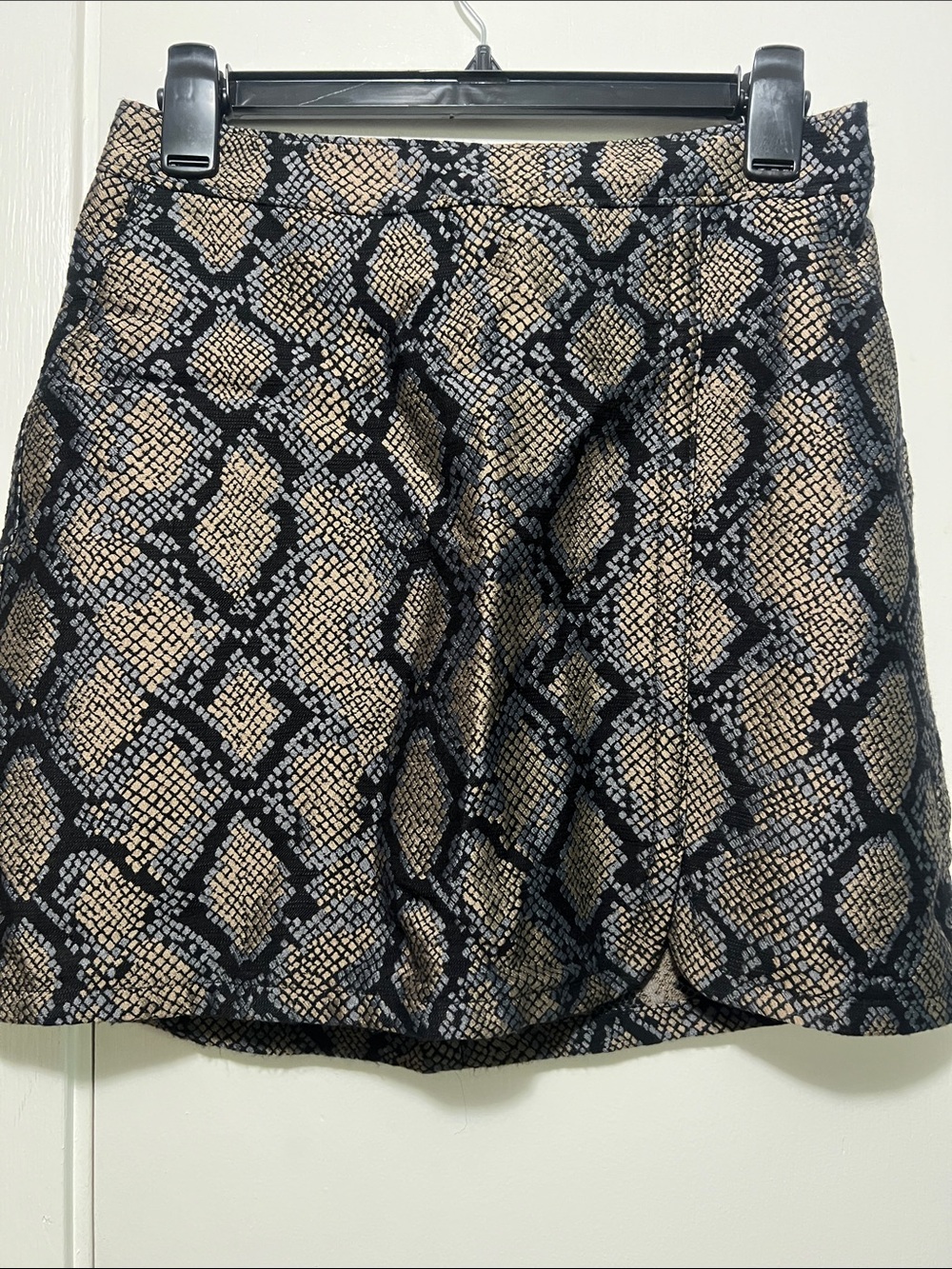 Express Snake-Print Skater Skirt - Black and Tan